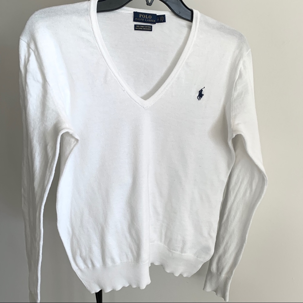 Ralph Lauren V-Neck Sweater Pima Cotton Sz S